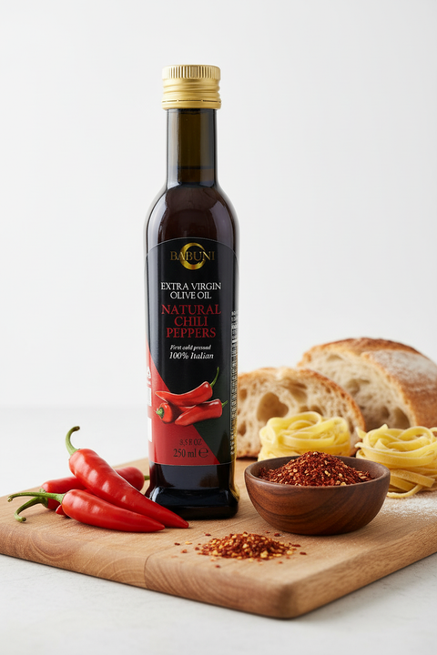 BABUNI Natural Chili Pepper Olive Oil with Premium Props