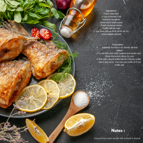 Fried fish with BABUNI lemon olive oil & white vinegar