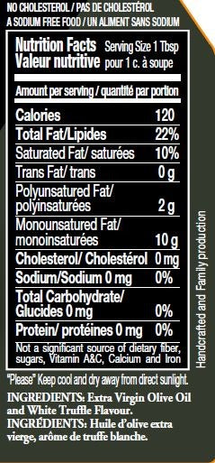 White Truffle Oil 250 ml - First Cold Pressed, Non GMO, image 1