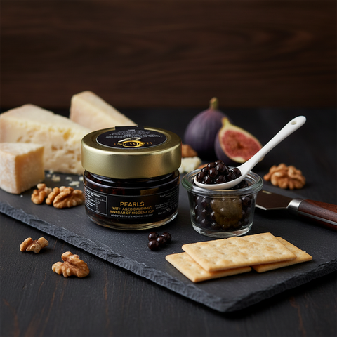 Aged Balsamic Pearls Charcuterie with Product Display