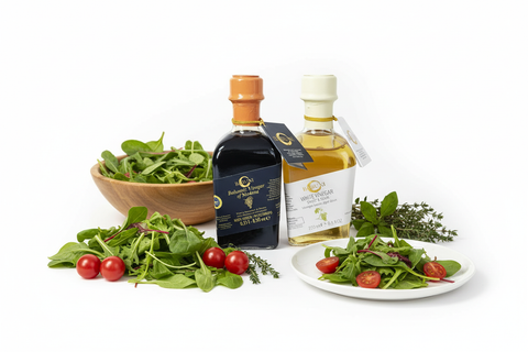 BABUNI Balsamic and White Vinegar with salad props