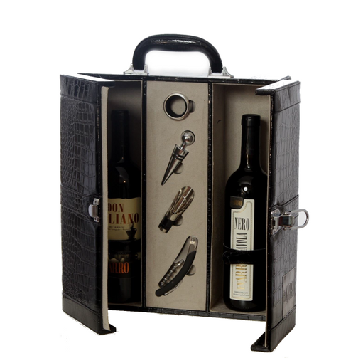 Elegant Black Box for 2 wine or oil /vinegar bottles with accessories image 0