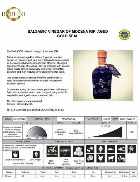 Gourmet Balsamic Set : Aged Balsamic Vinegar (up to 8 yrs), Modena IGP & Pearls image 1